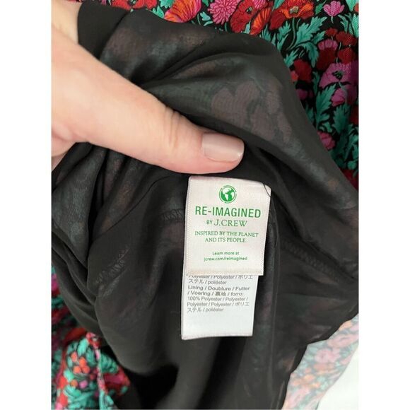 J. Crew Drapey Puff Sleeve Dress In Ratti Red Blooms Collection Dress Size 2 EUC - Picture 7 of 12